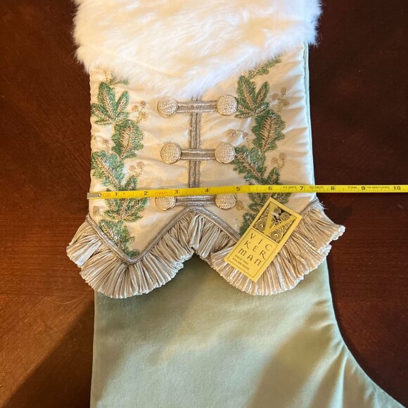 Elegant Vickerman Victorian-Style Christmas Stocking‎  Embroidered Gold & Green - Picture 6 of 8